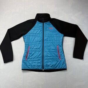 FILA Sport Quilted Zip Jacket Teal Black Women Small